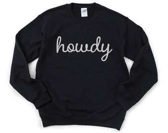 Moletom ocidental, Olá, 20 opções de cores, Camisa Howdy, Roupas country ocidentais, Moletom country, Camisa sulista