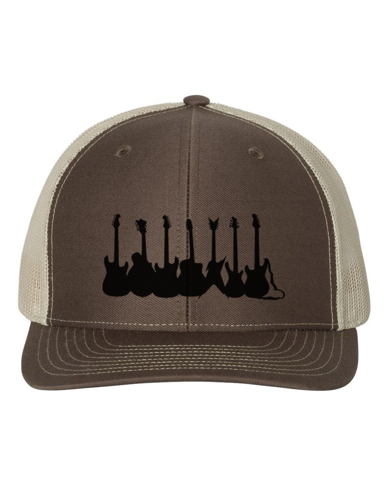 Music Lover Gift For Guitarist Musician Apparel Guitarist Hat Music Junkie Guitar Hat Black Text Snapback Trucker Hat Guitars