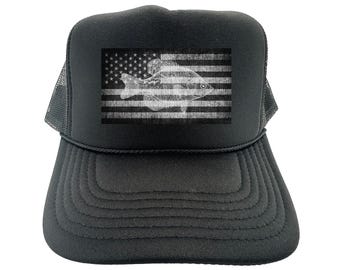Crappie Fishing Hat, Crappie Flag, Fishing Trucker Hat, Patriotic Cap, Adjustable Snapback, 10 Hat Options, Crappie Hat, Gift For Fisherman