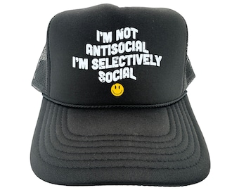 Introvertierter Hut, ich bin nicht asozial, ich bin wählerisch sozial, antisozialer Hut, verstellbarer Snapback, 10 Farboptionen, asoziales Geschenk