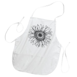 Sunflower Apron, Sunflower Sketch, Barbecue Apron, Apron With Pockets, Cooking Gift, Culinary Graduate Gift, Floral Apron, Grilling Apron