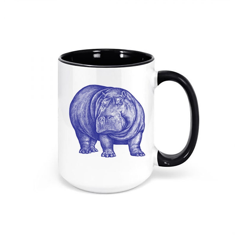 Hippo Coffee Cup, Hippo, Hippo Mug, Gift For Hippo Lover, Hippopotamus Cup, Hippopotamus Mug, Sublimated Design, Gift For Her, Hippo's Black