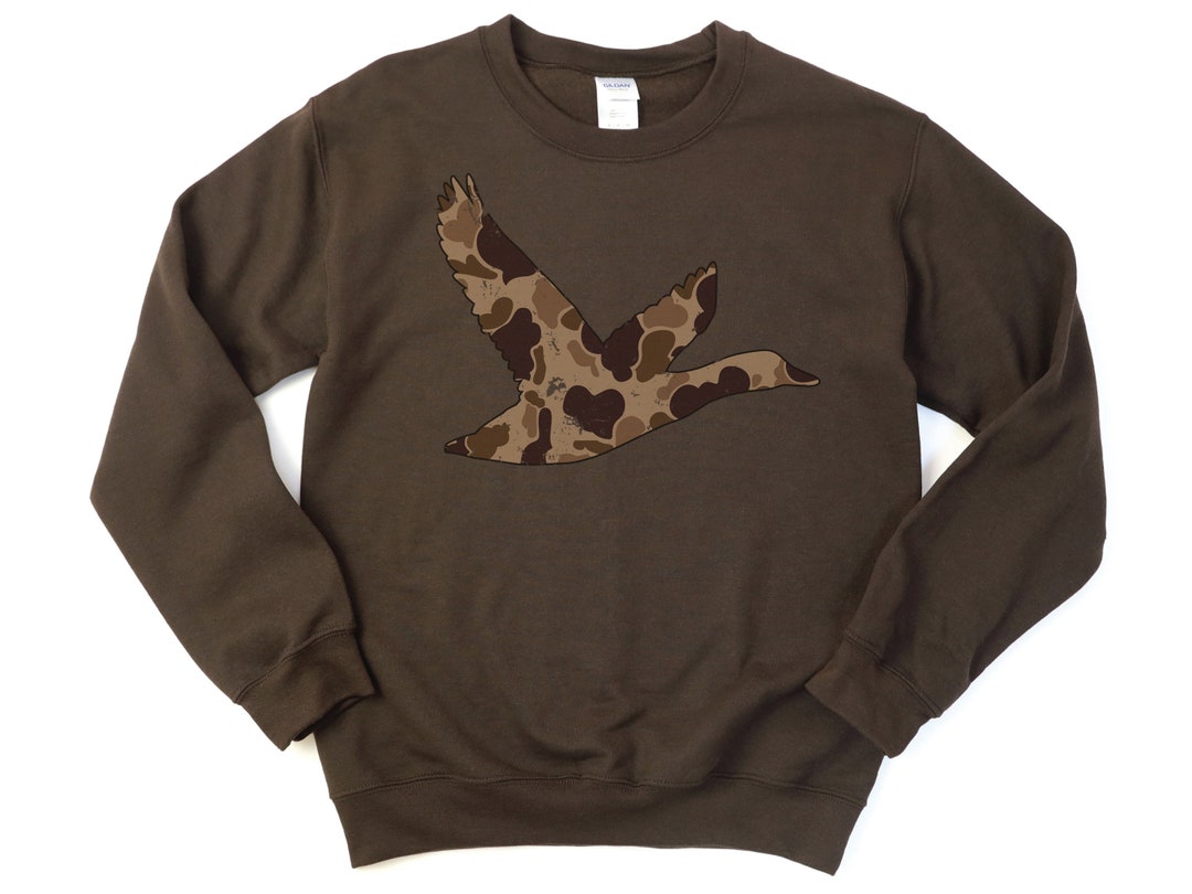 Duck Hunting Sweatshirt, Camo Duck, Waterfowl Crew Neck, 20 Color
