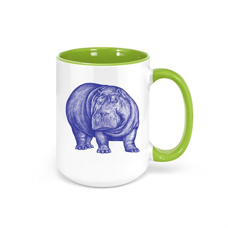 Hippo Coffee Cup, Hippo, Hippo Mug, Gift For Hippo Lover, Hippopotamus Cup, Hippopotamus Mug, Sublimated Design, Gift For Her, Hippo's Green