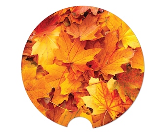 Fall Car Decor, Autumn Leaves, Car Coaster, Autumn Car Coaster, Leaves, Car Accessories, Cute Car Gift, Vehicle Stuff, Thanksgiving Coaster