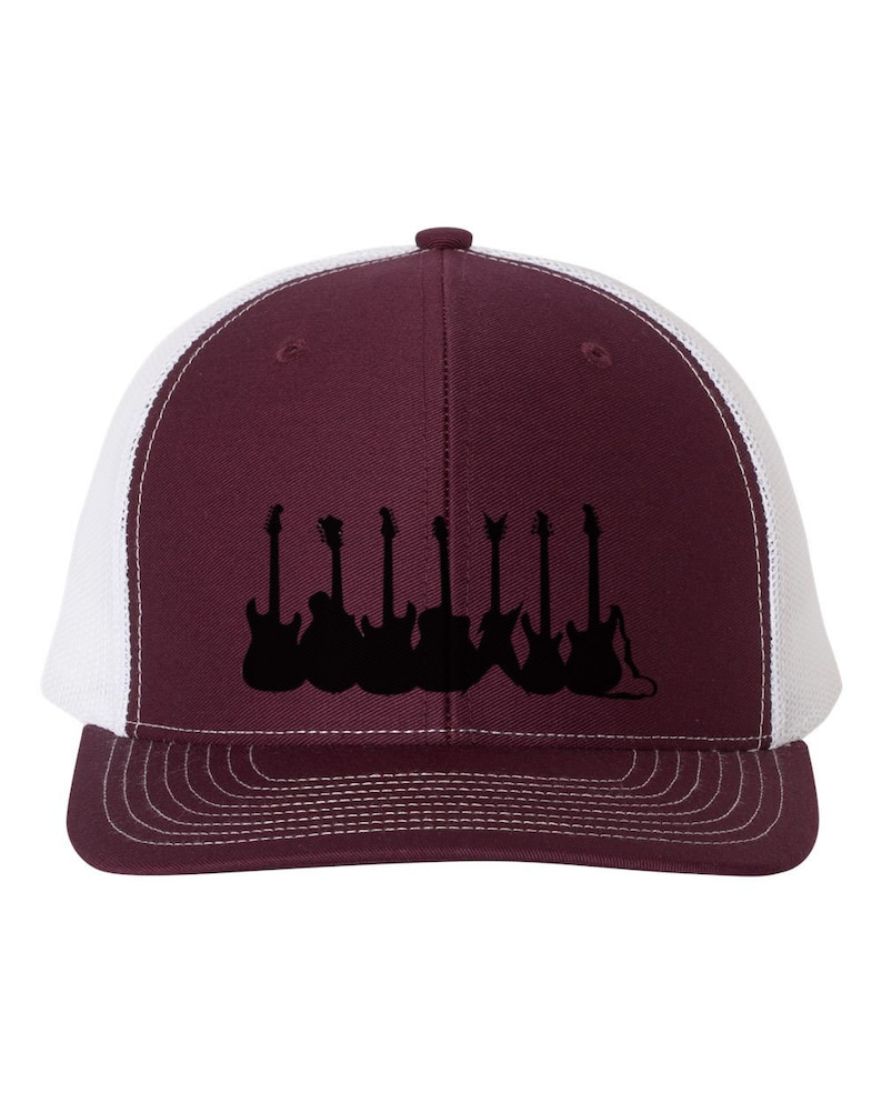 Music Lover Gift For Guitarist Musician Apparel Guitarist Hat Music Junkie Guitar Hat Black Text Snapback Trucker Hat Guitars