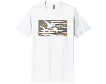Duck Hunting Shirt, Camo Duck Flag, Hunting Shirt, Gift For Him, Dad Shirt, Hunting And Fishing, Waterfowl Apparel, Duck Hunting Gift