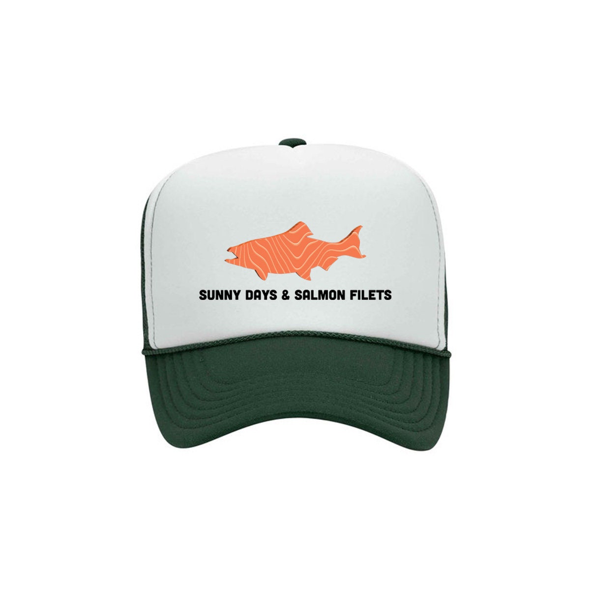 Salmon Fishing Hat, Sunny Days And Salmon Filets, Salmon Hat, Fishing Hat, Adjustable Snapback, Fly Fishing Cap, 10 Hat Options, Mesh Caps