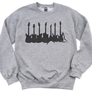 Guitar Sweatshirt, Guitars, Musician Sweatshirt, 20 Color Options, Guitarist Shirt, Rock N Roll Sweatshirt, Guitar Player Shirt