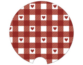 Car Coaster, Checkered Hearts, Cute Car Accessories, Retro Car. Coasters, Cup Holder Coasters,  Checkers Gift, Car Gifts, Truck Gift