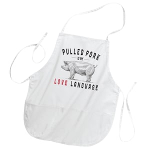 Barbecue Apron, Pulled Pork Is My Love Language, Apron With Pockets, Cooking Gift, Pulled Pork Apron, Pig Apron, Funny BBQ Apron