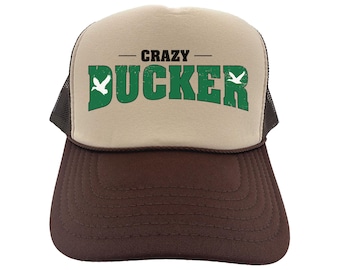 Gorra de caza de patos, Crazy Ducker, gorra de aves acuáticas, gorra de camionero de caza, regalo de cazador de patos, ropa de aves acuáticas, gorra de caza divertida, gorra de aves acuáticas