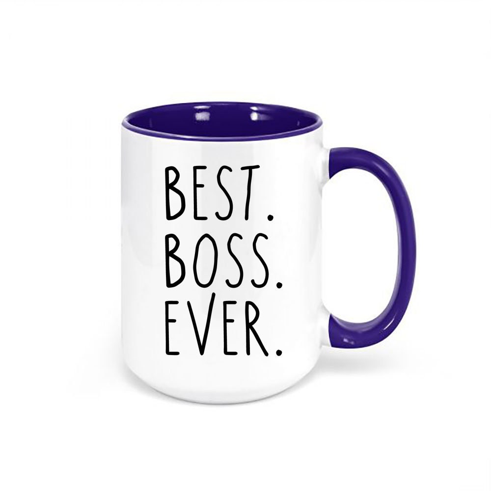 Sottobicchiere Lucido Best Boss Ever – Regalo Per Capo – MDF Rigido 9x9 Cm – Colore Blu/Rosso