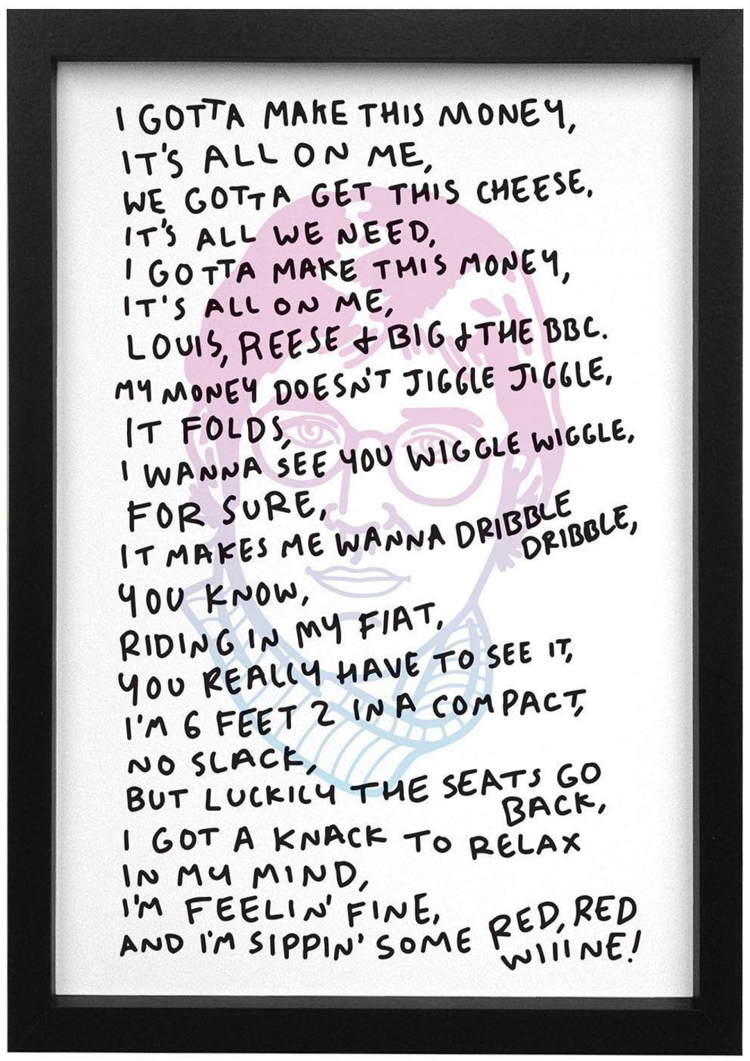 Louis Theroux - Rap Lyrics Print - Jiggle Jiggle It Folds