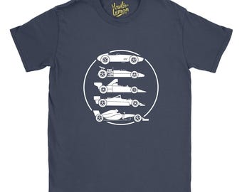 Camiseta Fórmula 1 Evolution Vintage Racing - Estampa de Carro de F1 Unissex em Algodão