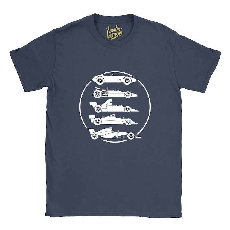 Formula One Evolution Vintage Racing T-shirt - F1 autoprint, uniseks katoen afbeelding 1