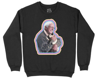 Bernie Sanders abrazando un suéter de gato /