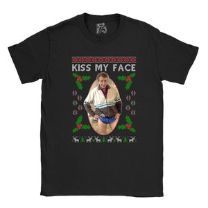 Alan Partridge - Kiss my Face Weihnachts-T-Shirt | Lustiges Weihnachts-T-Shirt | Öko |