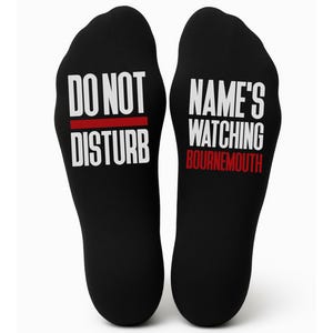 Calzini personalizzati con nome "Non disturbare" del Bournemouth - Regalo di compleanno stampato personalizzato - Regalo di Natale - The Cherries Football