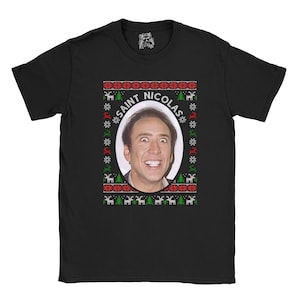 Nicolas Cage St. Nikolaus Weihnachten T-Shirt | Lustiges Weihnachts-T-Shirt | Öko |