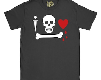 Stede Bonnet Pirate Flag T-Shirt - Gentleman Pirate Design - Skull Bone Dagger Graphic Tee - Historical Pirate Captain Shirt - Nautical