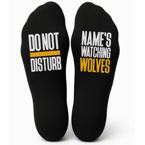 Custom Do Not Disturb Wolves Name Socks - Personalised Printed and Personalised - Birthday Gift - Christmas Gift -