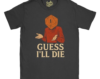 Guess I'll Die T-Shirt | D&D D20 Dice Shirt | Vintage RPG Gaming Tee | Funny DnD Gift for Dungeon Masters  Players | Retro 80s 90s Style