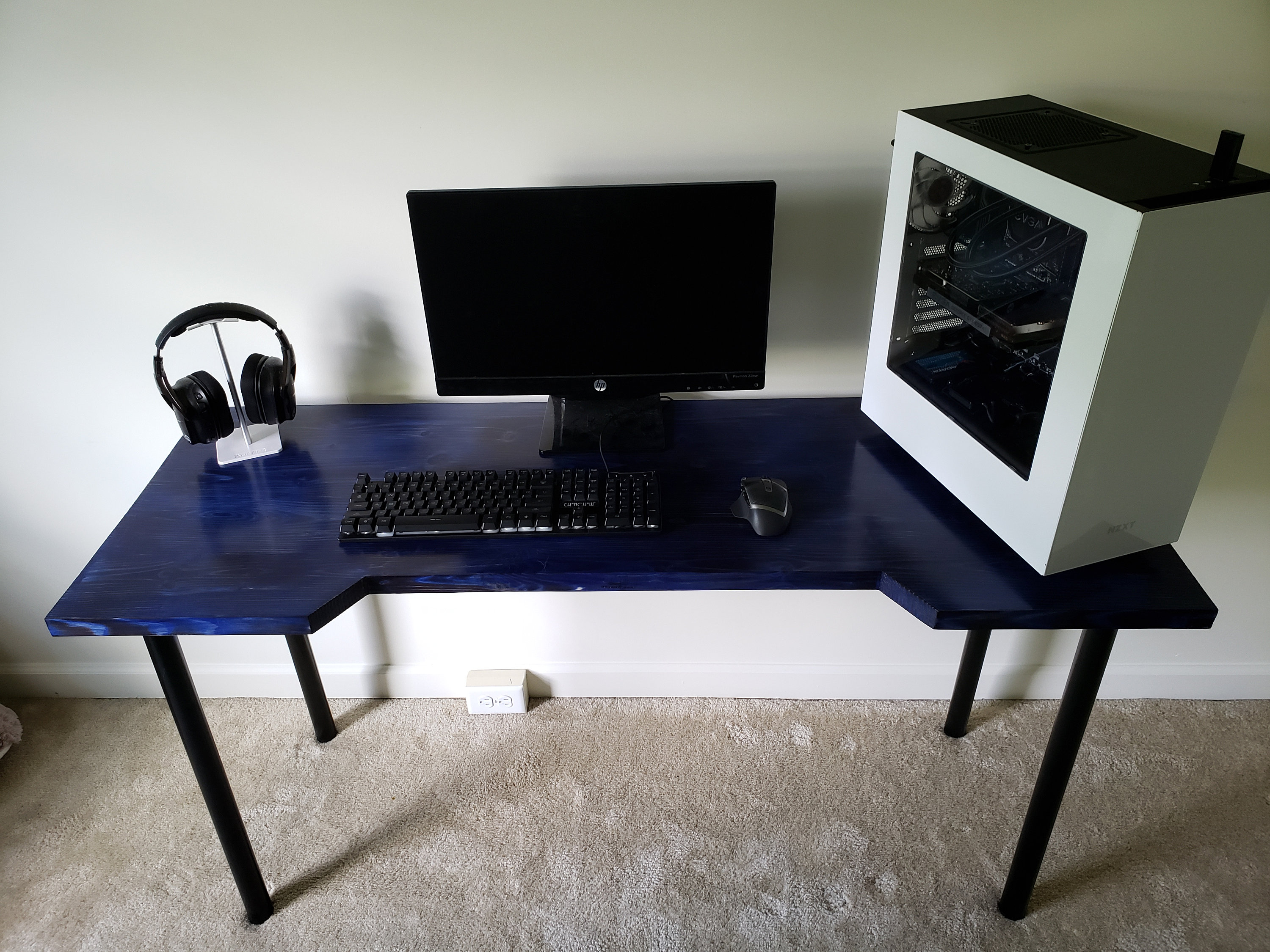 Custom Made Charred Solid Wood Computer Desk With Color Stain Custom
