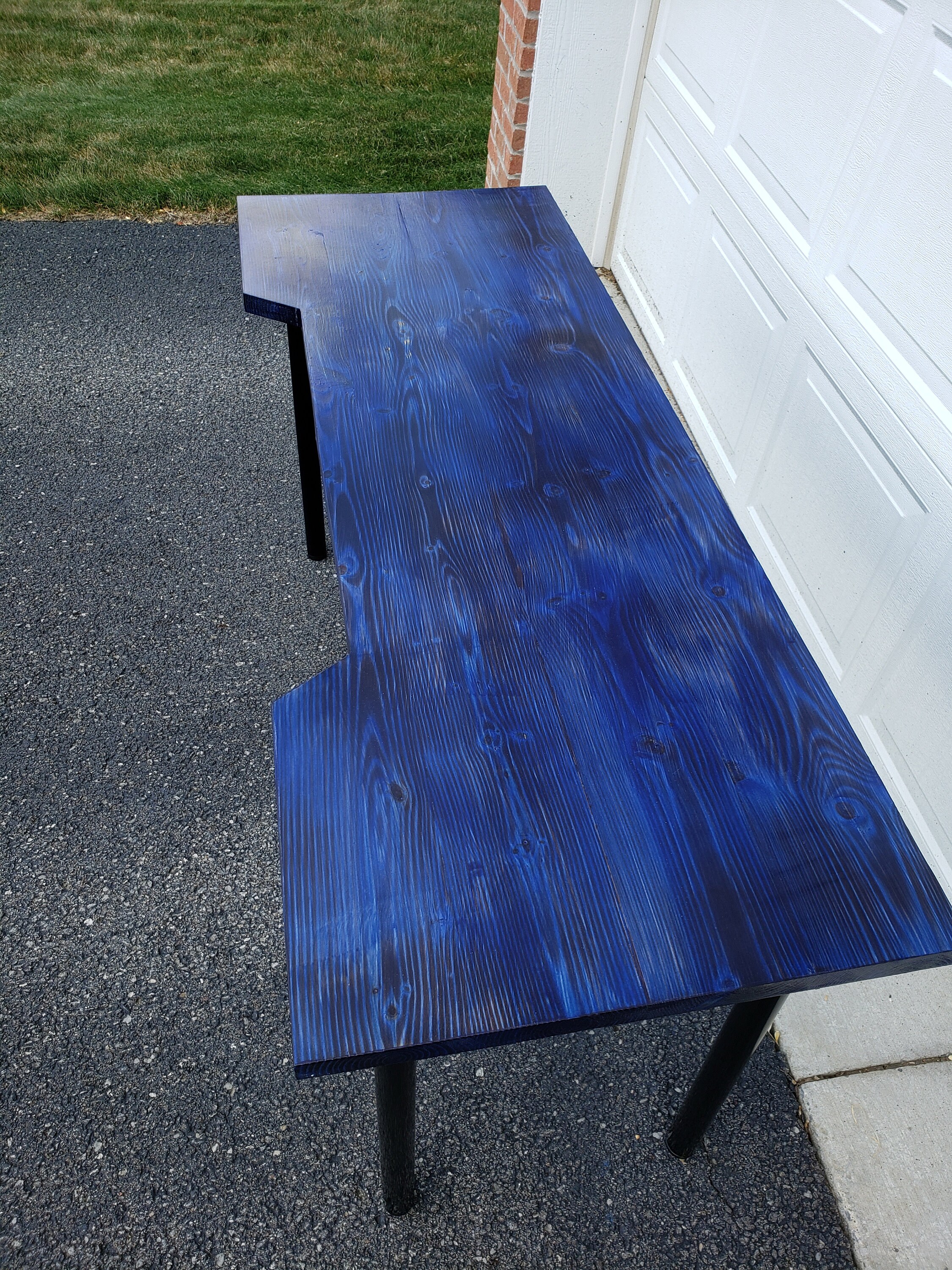 Custom Made Charred Solid Wood Computer Desk With Color Stain Custom