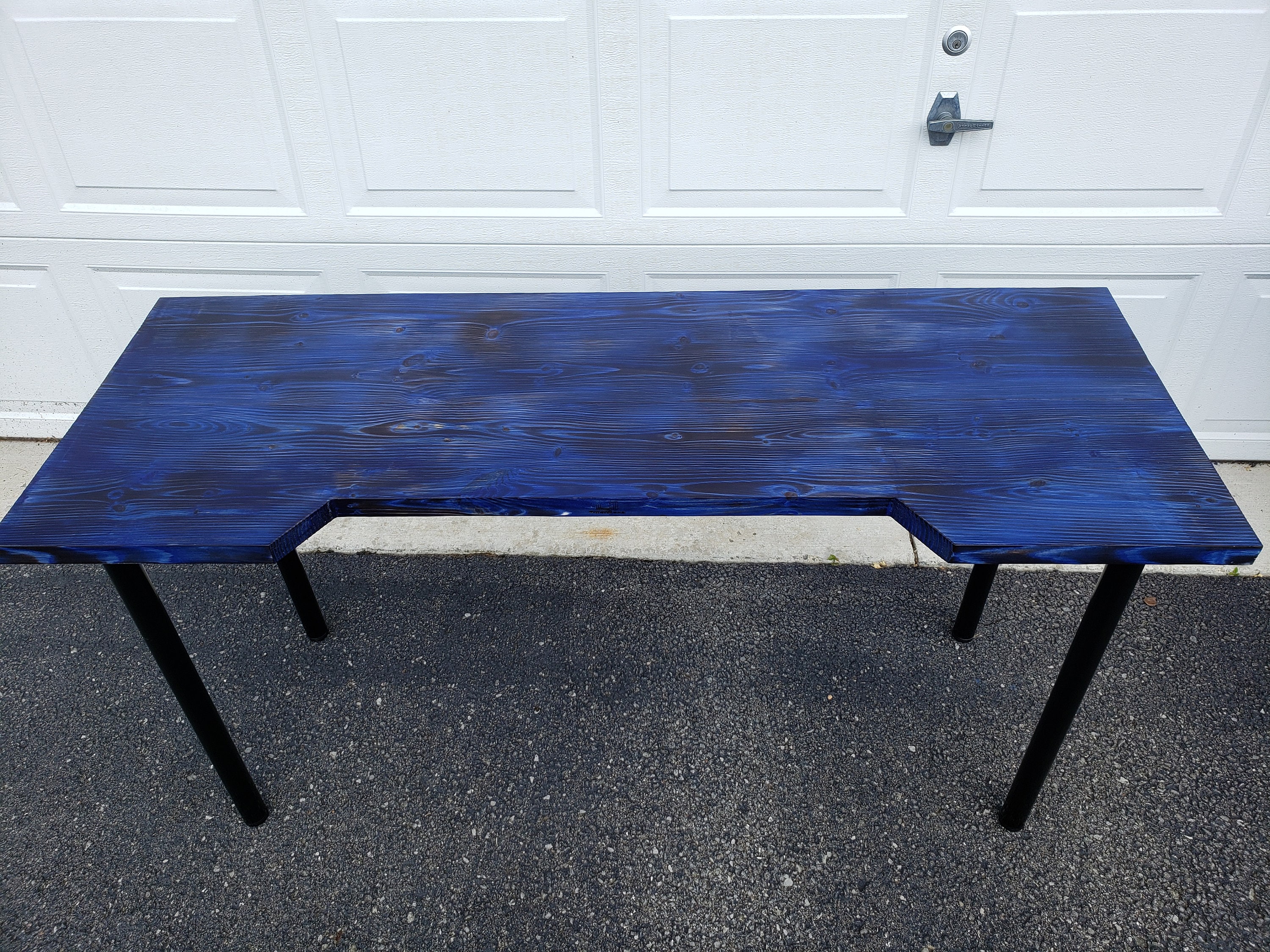 Custom Made Charred Solid Wood Computer Desk With Color Stain Custom