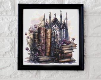 Purple fantasy books cross stitch pattern PDF