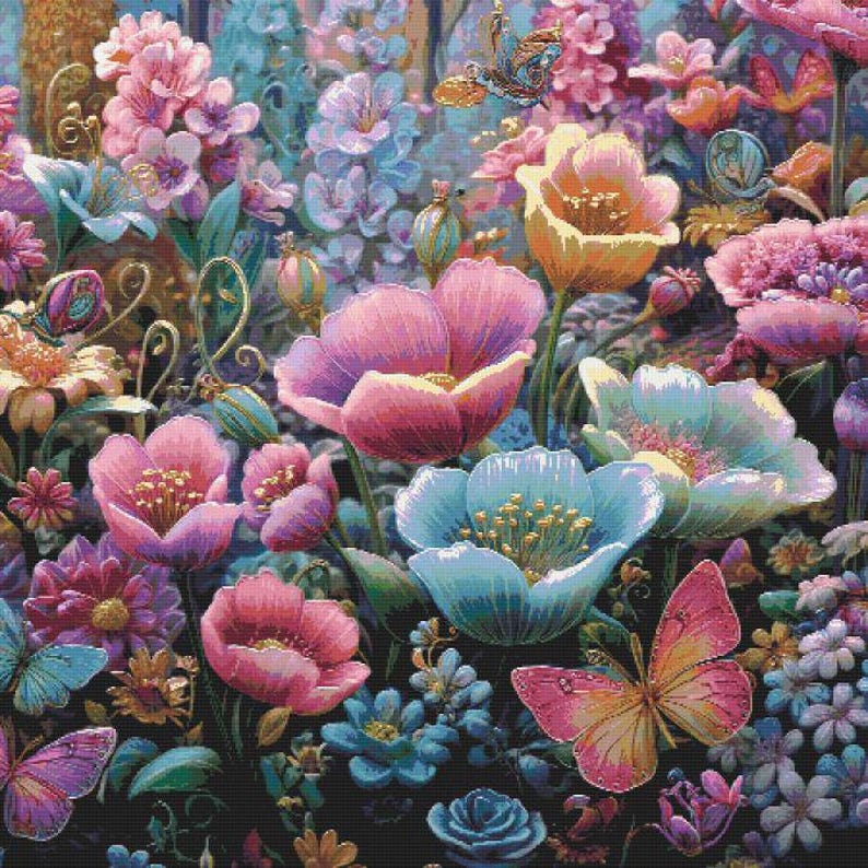 Pretty Flowers Cross Stitch Pattern Full Coverage PDF - Etsy