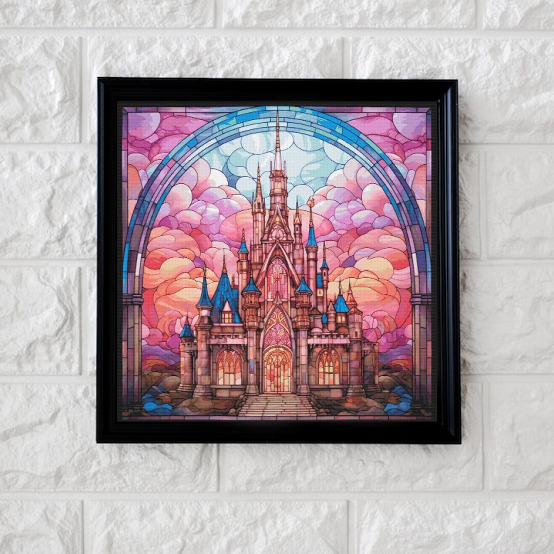 Pretty Stained Glass Castle Cross Stitch Pattern Full Coverage PDF - Etsy