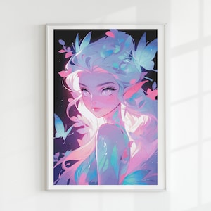 Neon fairy cross stitch pattern full coverage PDF