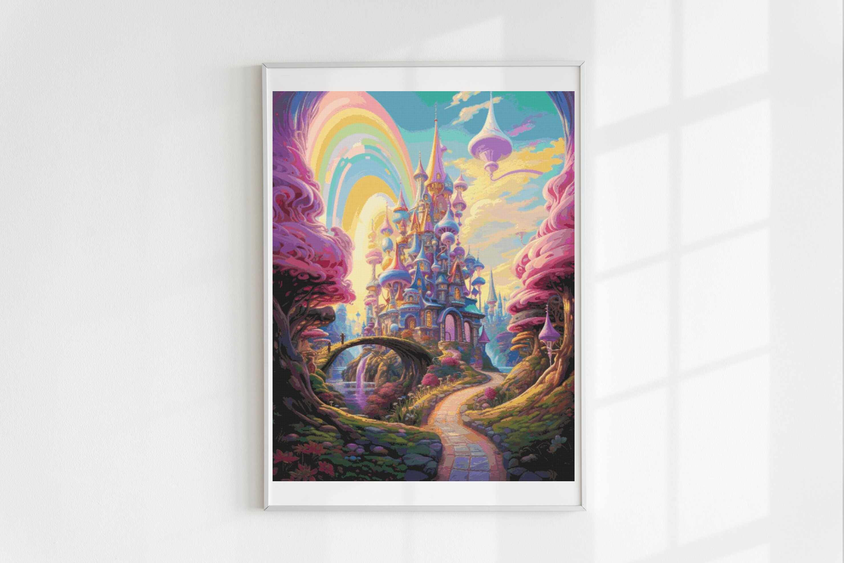 Rainbow Candy Land Castle Cross Stitch Pattern Full Coverage PDF - Etsy