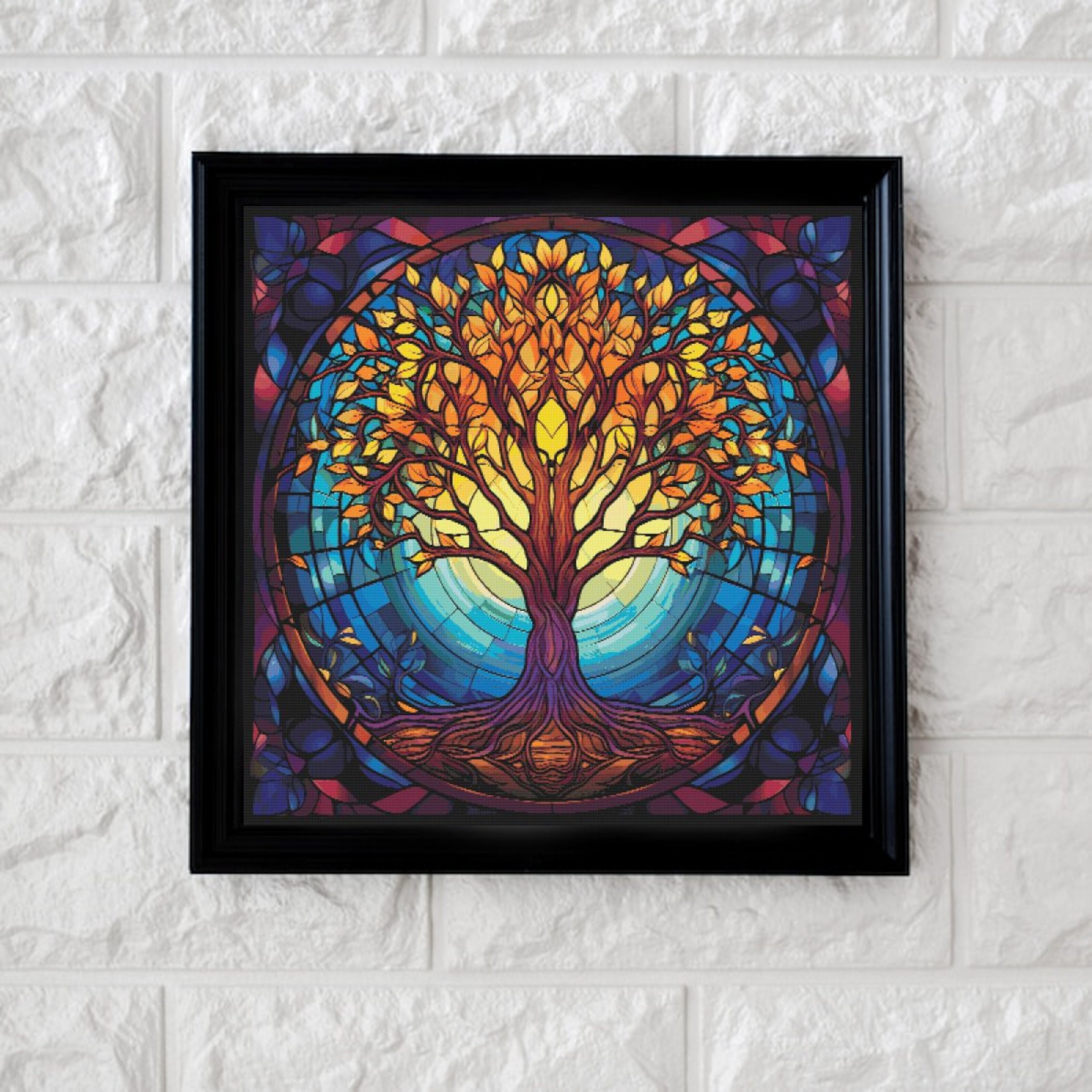 Stained Glass Tree of Life Cross Stitch Pattern Full Coverage PDF - Etsy