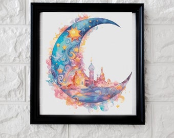 City in the moon cross stitch pattern PDF