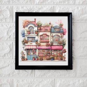 Village shop cross stitch pattern PDF