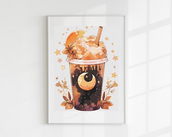 Fall latte cross stitch pattern PDF