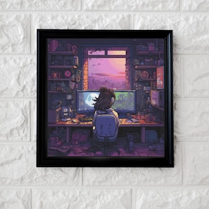 Pixel gamer girl cross stitch pattern full coverage PDF