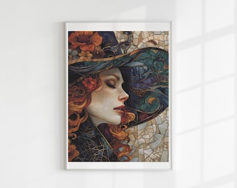Mosaic witch cross stitch pattern full coverage PDF
