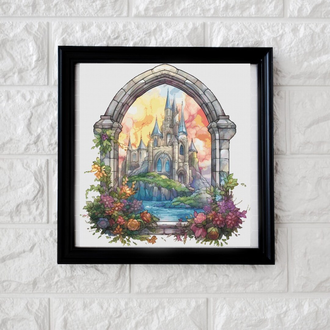 Castle Through the Window Cross Stitch Pattern Full Coverage PDF - Etsy