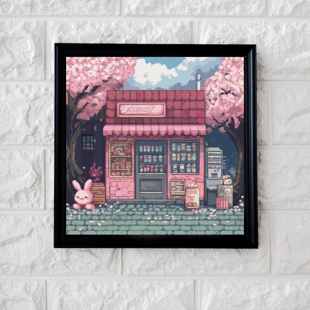 Pink Pixel Shop Cross Stitch Pattern Full Coverage PDF - Etsy