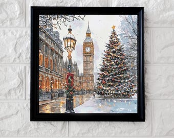 London at Christmas cross stitch pattern full coverage PDF