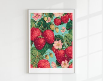 Strawberry and blossom cross stitch pattern full coverage PDF