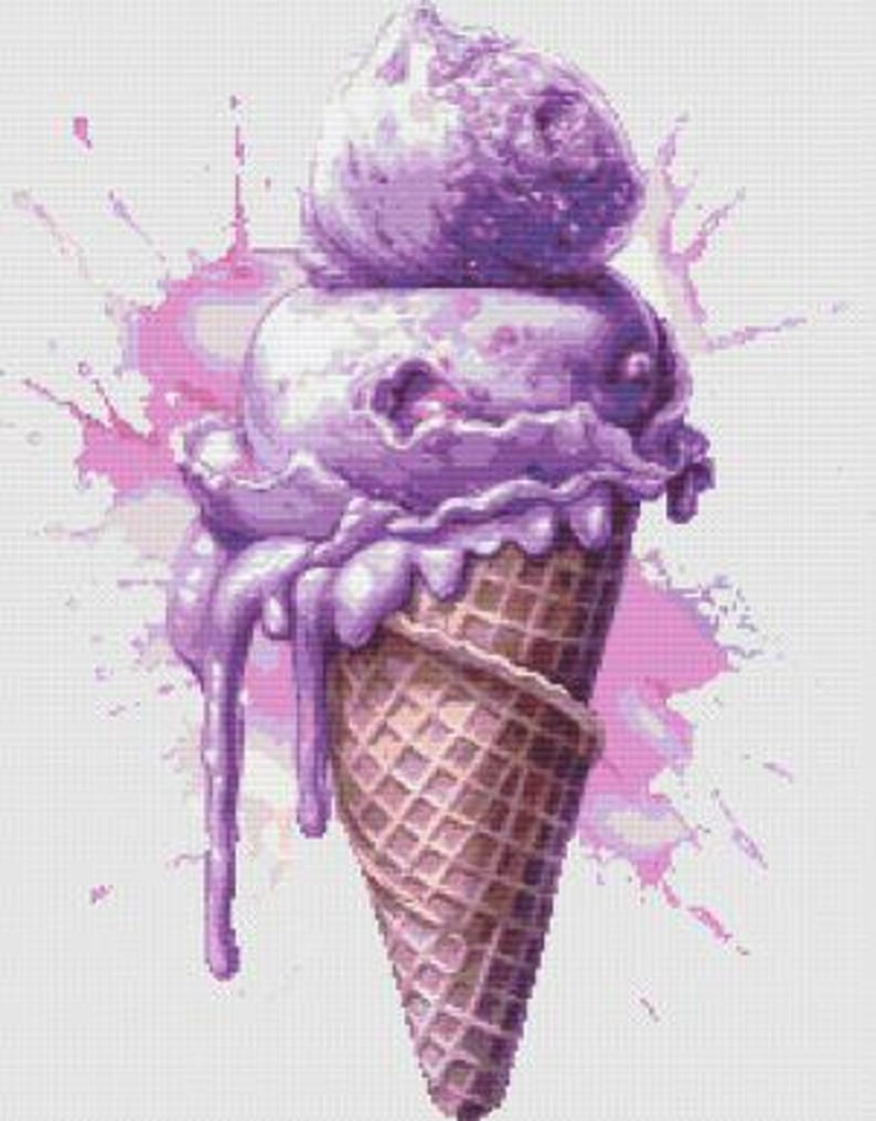 Grape Ice Cream Cross Stitch Pattern PDF Etsy