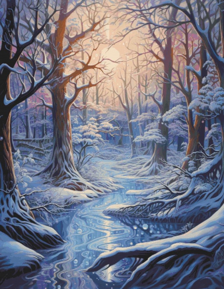 Winter Forest at Dusk Cross Stitch Pattern Full Coverage PDF - Etsy