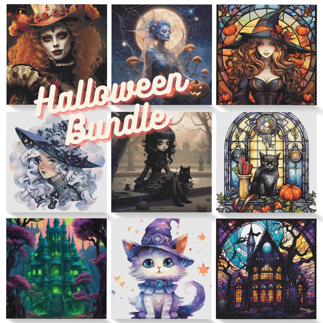 Halloween Cross Stitch Pattern Bundle PDF - Etsy
