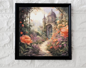 Castle in the garden cross stitch pattern full coverage PDF