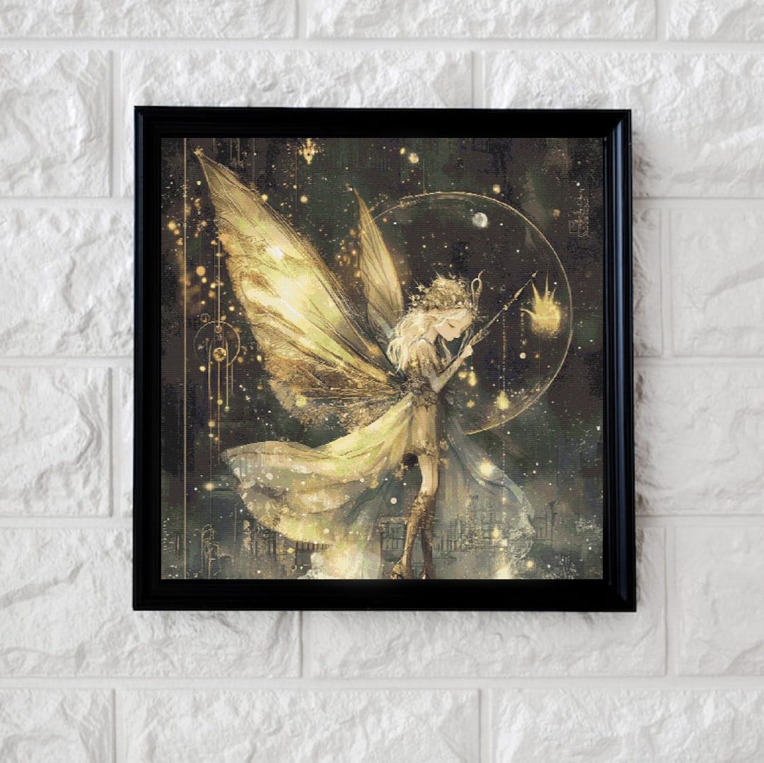 Golden Celestial Fairy Cross Stitch Pattern Full Coverage PDF - Etsy
